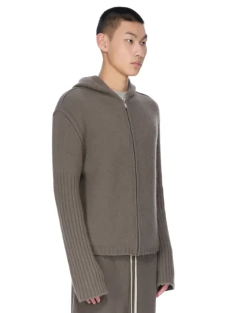 RICK OWENS BLUZA Z KAPTUREM NA ZAMEK FW25 CONCORDIANS PRECOLLECTION Z KASZMIROWEGO DZIANINY DUST LAS PALMAS. RU02E1666KLWS-34