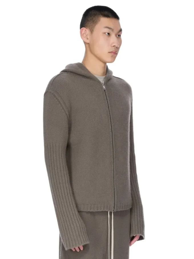 RICK OWENS BLUZA Z KAPTUREM NA ZAMEK FW25 CONCORDIANS PRECOLLECTION Z KASZMIROWEGO DZIANINY DUST LAS PALMAS. RU02E1666KLWS-34