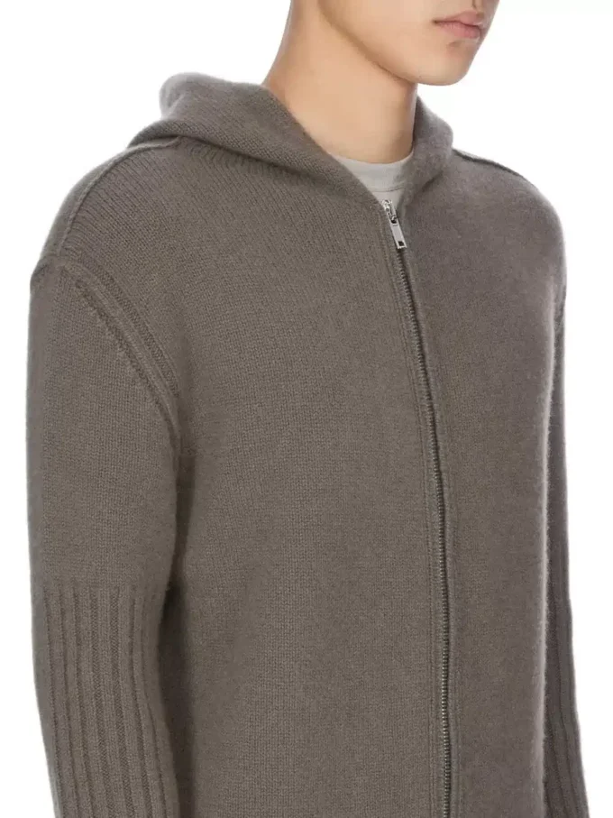 RICK OWENS BLUZA Z KAPTUREM NA ZAMEK FW25 CONCORDIANS PRECOLLECTION Z KASZMIROWEGO DZIANINY DUST LAS PALMAS. RU02E1666KLWS-34