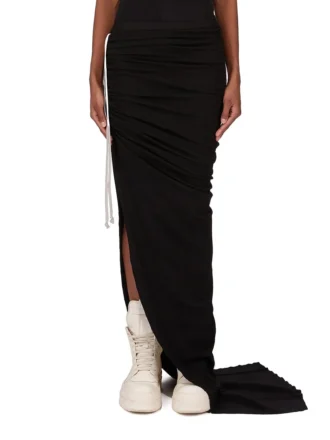 RICK OWENS FW25 CONCORDIANS EDFU SPÓDNICA W CZARNYM PODWÓJNIE SZCZOTKOWANYM KOSZULCE DS02E7337JDB-09