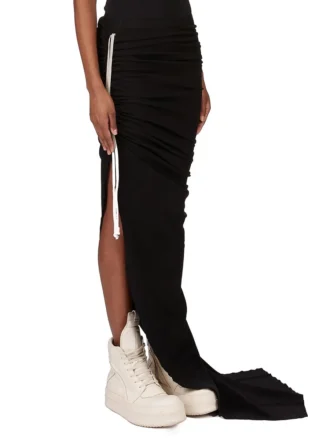 RICK OWENS FW25 CONCORDIANS EDFU SPÓDNICA W CZARNYM PODWÓJNIE SZCZOTKOWANYM KOSZULCE DS02E7337JDB-09