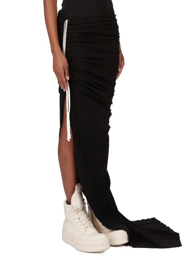 RICK OWENS FW25 CONCORDIANS EDFU SPÓDNICA W CZARNYM PODWÓJNIE SZCZOTKOWANYM KOSZULCE DS02E7337JDB-09