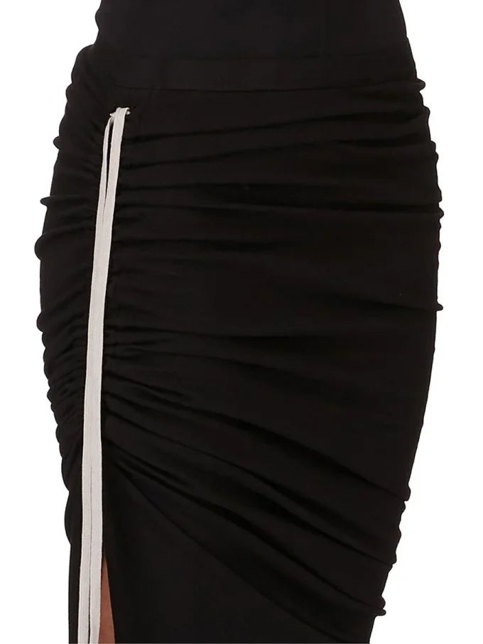 RICK OWENS FW25 CONCORDIANS EDFU SPÓDNICA W CZARNYM PODWÓJNIE SZCZOTKOWANYM KOSZULCE DS02E7337JDB-09