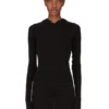 RICK OWENS FW25 CONCORDIANS KRÓTKA BLUZA Z KAPTUREM I ŚCIĄGACZEM W CZARNYM KOSZULCE RAININO RIB. RP02E4210RJR-09