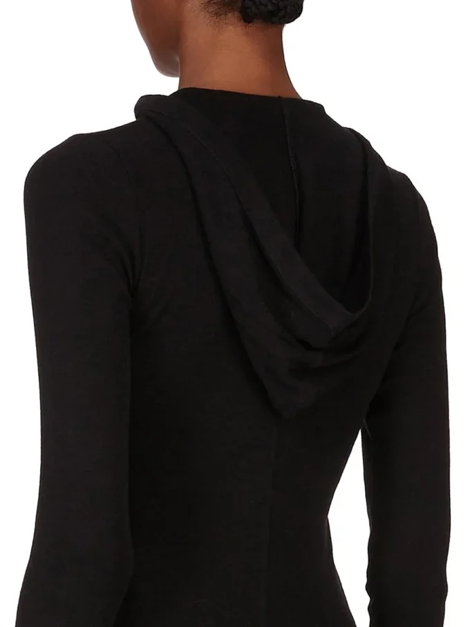 RICK OWENS FW25 CONCORDIANS KRÓTKA BLUZA Z KAPTUREM I ŚCIĄGACZEM W CZARNYM KOSZULCE RAININO RIB. RP02E4210RJR-09