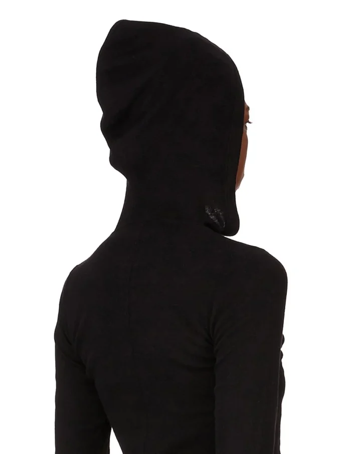 RICK OWENS FW25 CONCORDIANS KRÓTKA BLUZA Z KAPTUREM I ŚCIĄGACZEM W CZARNYM KOSZULCE RAININO RIB. RP02E4210RJR-09