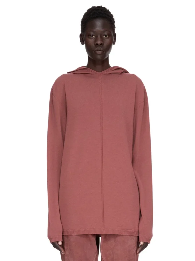RICK OWENS FW25 CONCORDIANS OVERSIZE BLUZA Z KAPTUREM Z LEKKIEJ DZIANINY RASATO W STYLU PASEWOOD. RP02E4613M-13