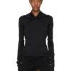 RICK OWENS JESIEŃ 2025 CONCORDIANS KAIRO TOP Z DŁUGIM RĘKAWEM Z CZARNEJ WISKOZY I KREPY LI02E3212CVI-09