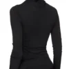 RICK OWENS JESIEŃ 2025 CONCORDIANS KAIRO TOP Z DŁUGIM RĘKAWEM Z CZARNEJ WISKOZY I KREPY LI02E3212CVI-09