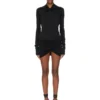 RICK OWENS JESIEŃ 2025 CONCORDIANS KAIRO TOP Z DŁUGIM RĘKAWEM Z CZARNEJ WISKOZY I KREPY LI02E3212CVI-09