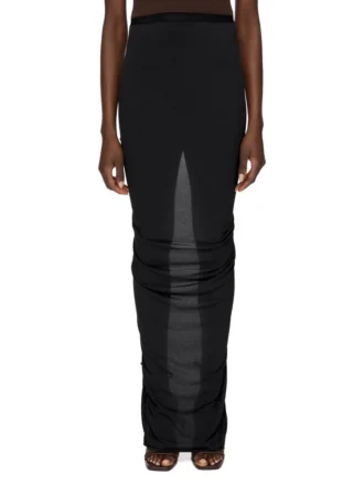 RICK OWENS LILIES FW25 CONCORDIANS EVA SPÓDNICA Z CZARNEJ WISKOZY Z KREPY JERSEY LI02E3316CVI-09
