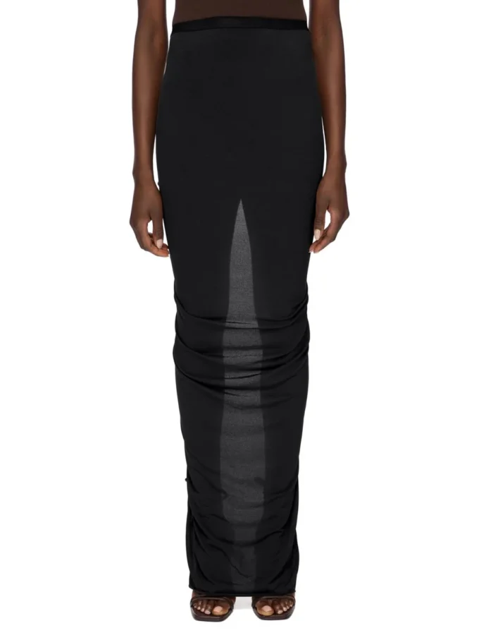 RICK OWENS LILIES FW25 CONCORDIANS EVA SPÓDNICA Z CZARNEJ WISKOZY Z KREPY JERSEY LI02E3316CVI-09