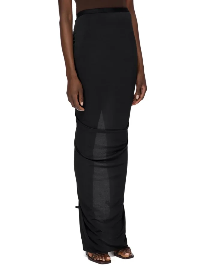 RICK OWENS LILIES FW25 CONCORDIANS EVA SPÓDNICA Z CZARNEJ WISKOZY Z KREPY JERSEY LI02E3316CVI-09