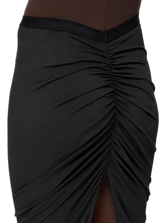 RICK OWENS LILIES FW25 CONCORDIANS EVA SPÓDNICA Z CZARNEJ WISKOZY Z KREPY JERSEY LI02E3316CVI-09