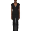 RICK OWENS LILIES FW25 CONCORDIANS EVA SPÓDNICA Z CZARNEJ WISKOZY Z KREPY JERSEY LI02E3316CVI-09
