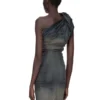 SUKIENKA RICK OWENS CONCORDIANS TWIST FW25 Z DENIMU ZE STRETCHU DRKDUST DEGRADE SLUB. RP02E4521SDKDEG-78D