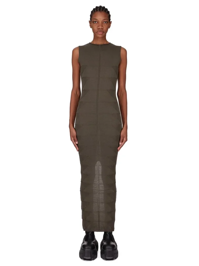 Sukienka RICK OWENS FW25 CONCORDIANS z motywem TANK DRESS z lekkiej dzianiny BOSCO RASATO RP02E4676MLK-25